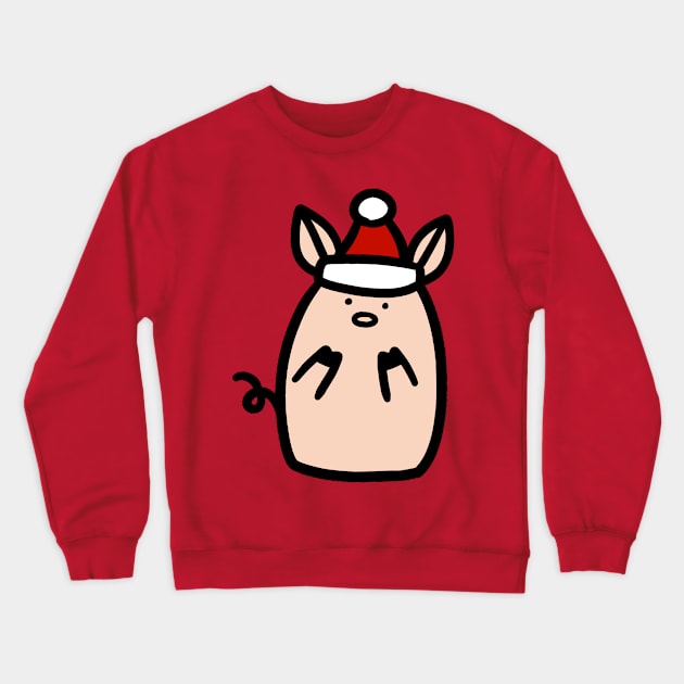 Santa Hat Piggy Crewneck Sweatshirt by saradaboru